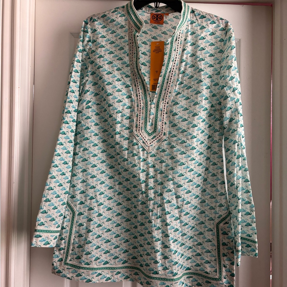 Tory Burch women’s Teal and White Patterned Shirt